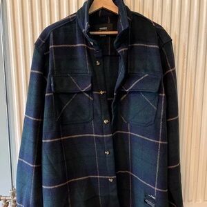 Pull&Bear Navy Plaid Shirt Jacket